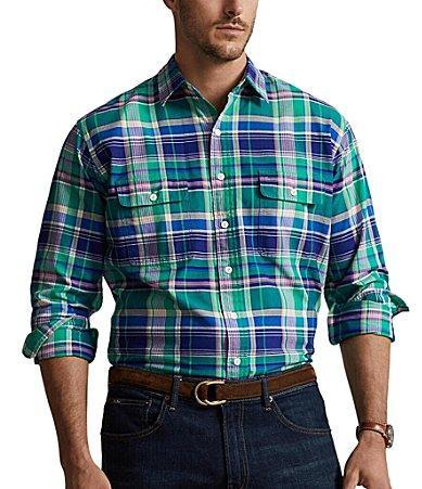 Polo Ralph Lauren Big  Tall Classic-Fit Plaid Long Sleeve Oxford Woven Workshirt Product Image