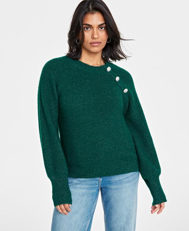 On 34th Womens Raglan-Sleeve Jeweled-Button Sweater, Created for Macys Product Image