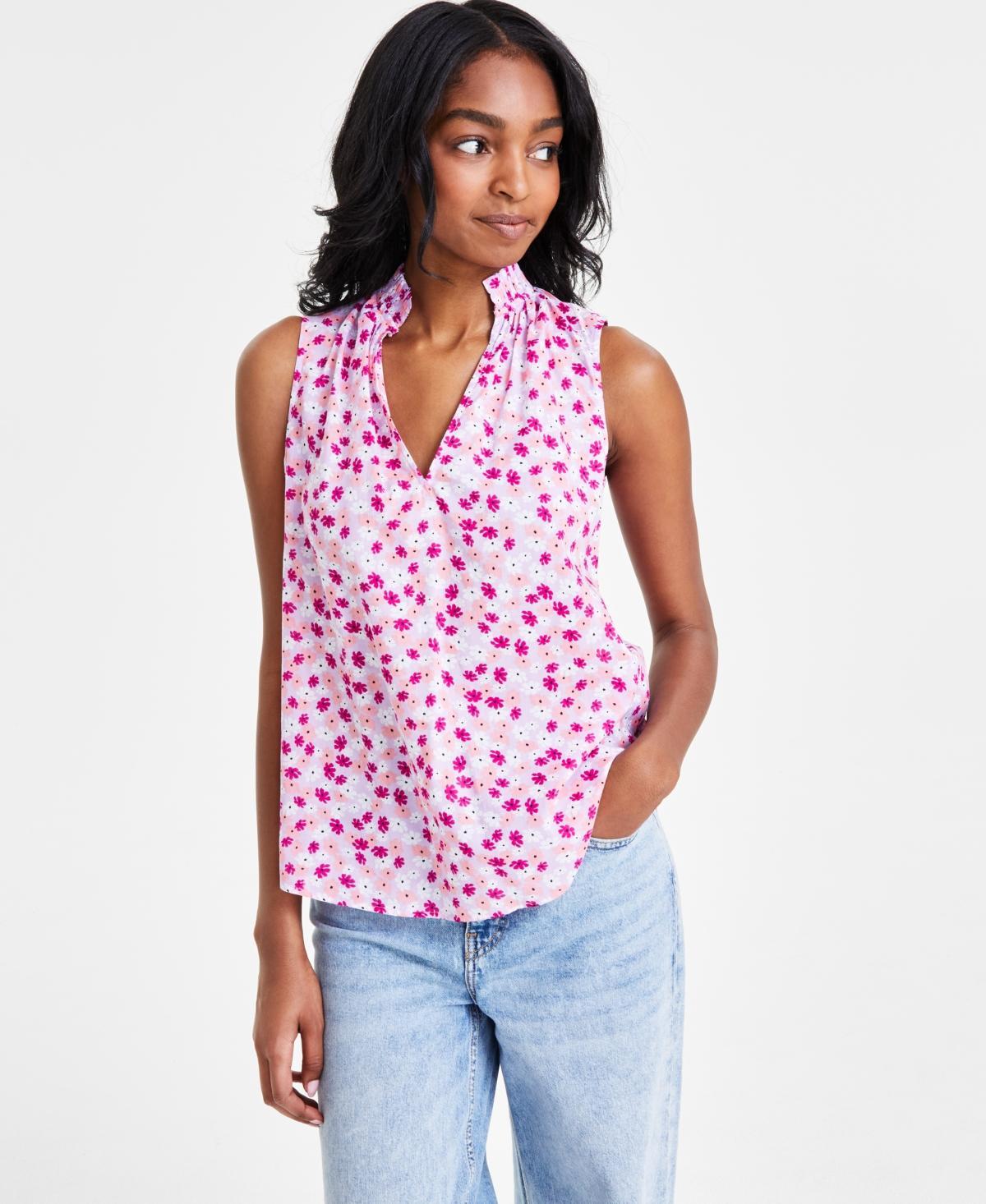 Womens Sleeveless Ruffle-Neck Top, Created for Macys Product Image