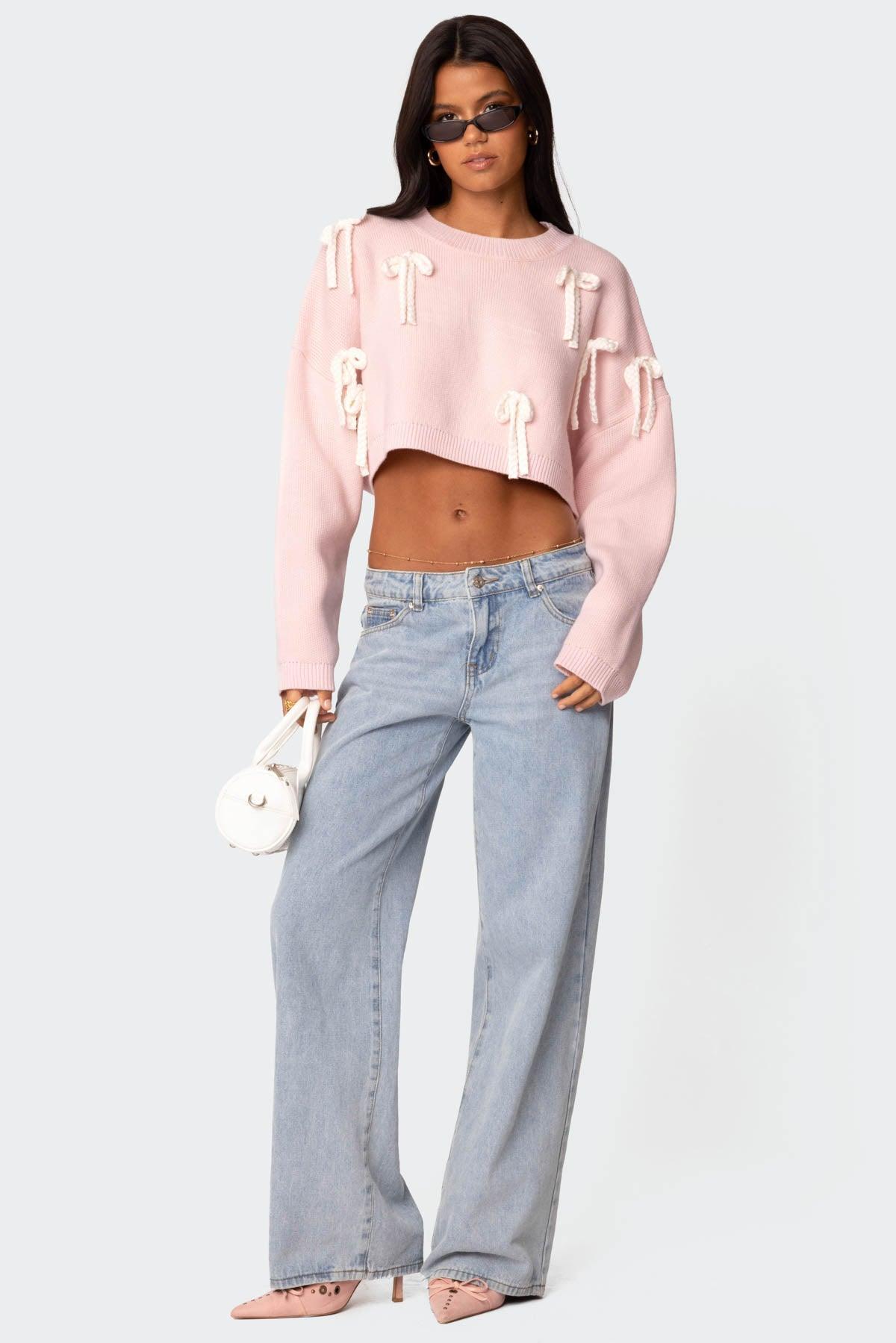 Chunky Bow Cropped Sweater Product Image