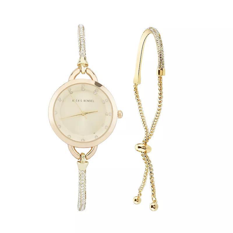 Alexis Bendel Womens 2-Piece Analog Watch & Bracelet Set, Gold Tone Product Image