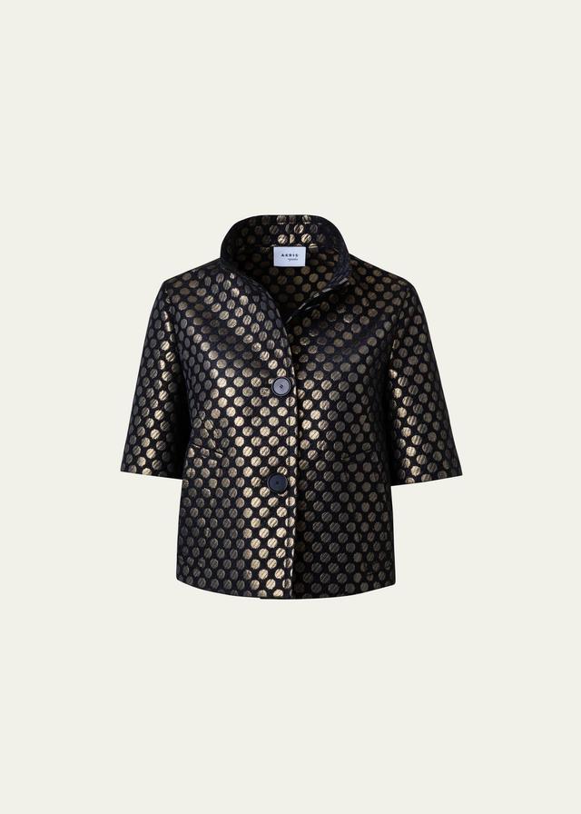 Akris punto Metallic Dot Jacquard Elbow Sleeve Jacket Product Image