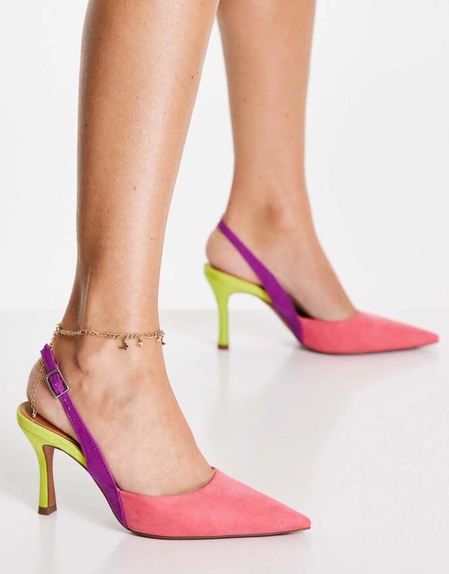 ASOS DESIGN Samber slingback stiletto heels in multi Product Image