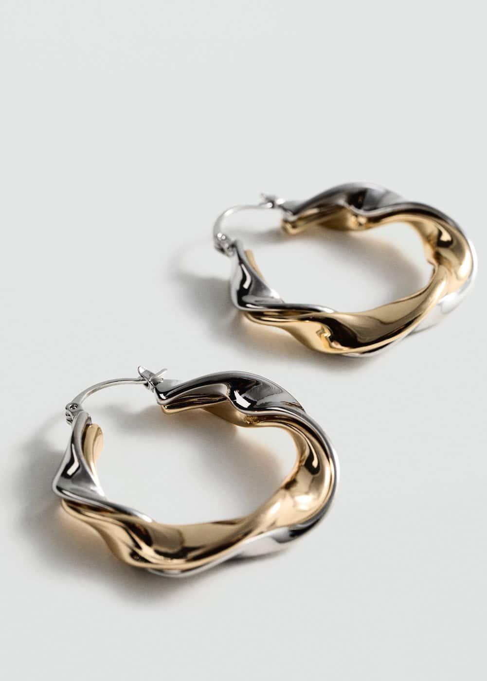 MANGO - Twisted hoop earrings - One size - Women Product Image