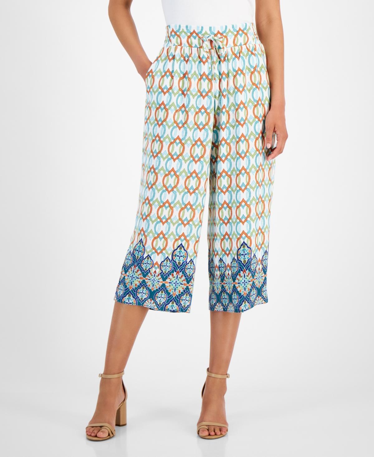 Jm Collection Womens Linen Blend Ombre Print Cropped Pants, Created for Macys Product Image