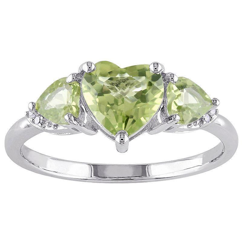 Stella Grace Sterling Silver Peridot & Diamond Accent Triple Heart Ring, Womens Product Image