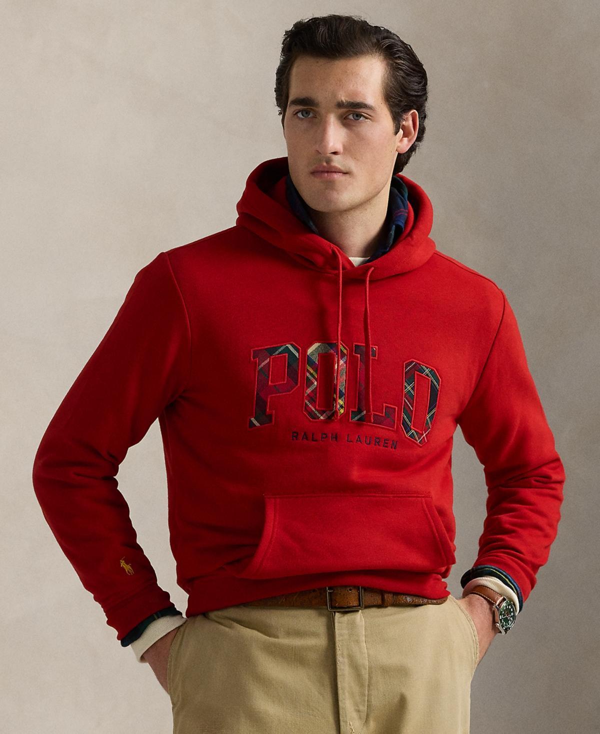 POLO RALPH LAUREN The Rl Fleece Plaid-logo Hoodie In Red Product Image