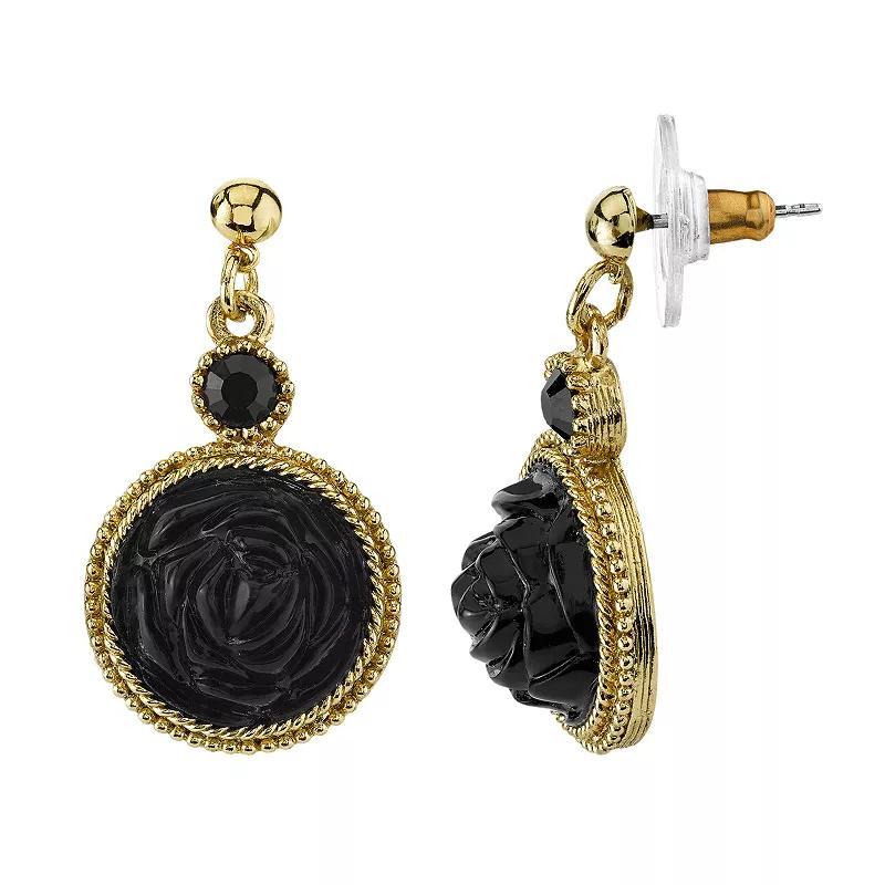 1928 Flower Drop Earrings, Womens, Black product image