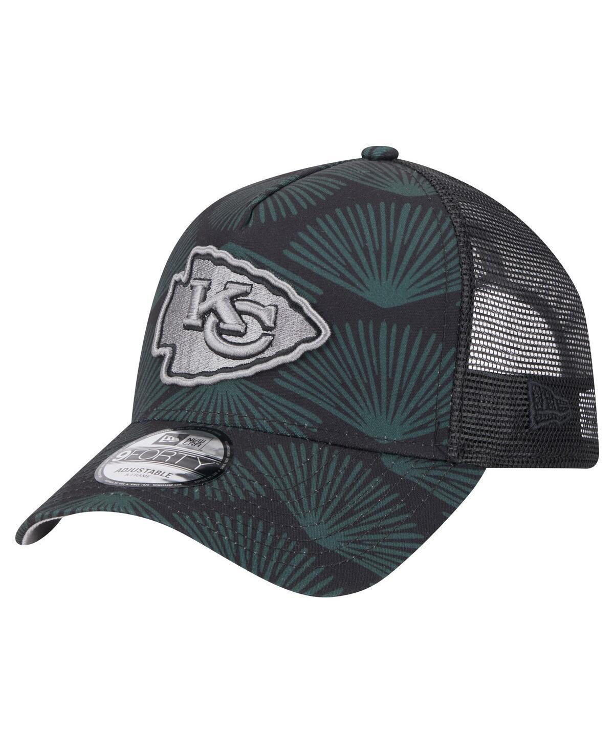 New Era Mens Black Kansas City Chiefs Agave Trucker 9FORTY Adjustable Hat Product Image