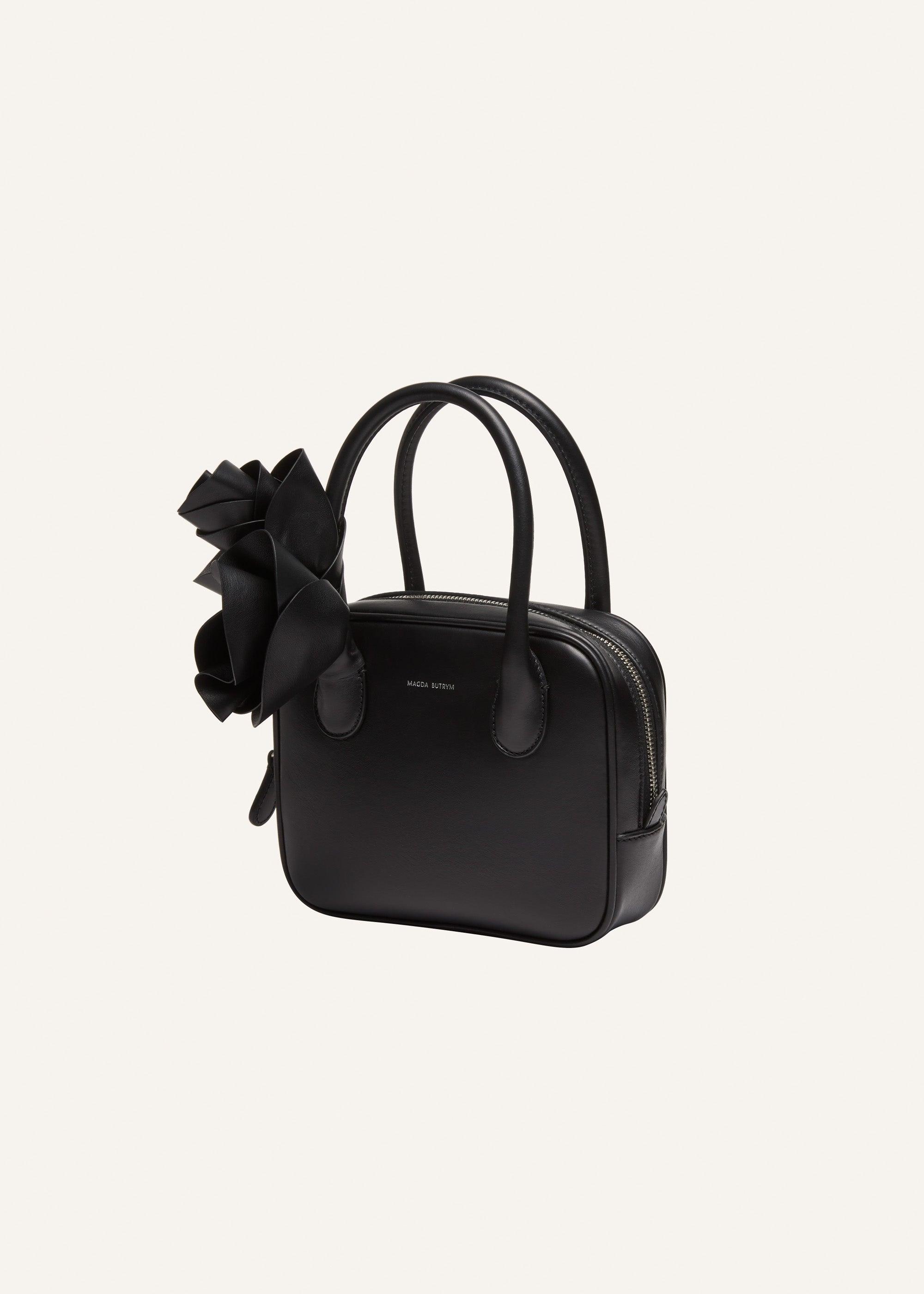 Brigitte square bag in black leather and silver Product Image