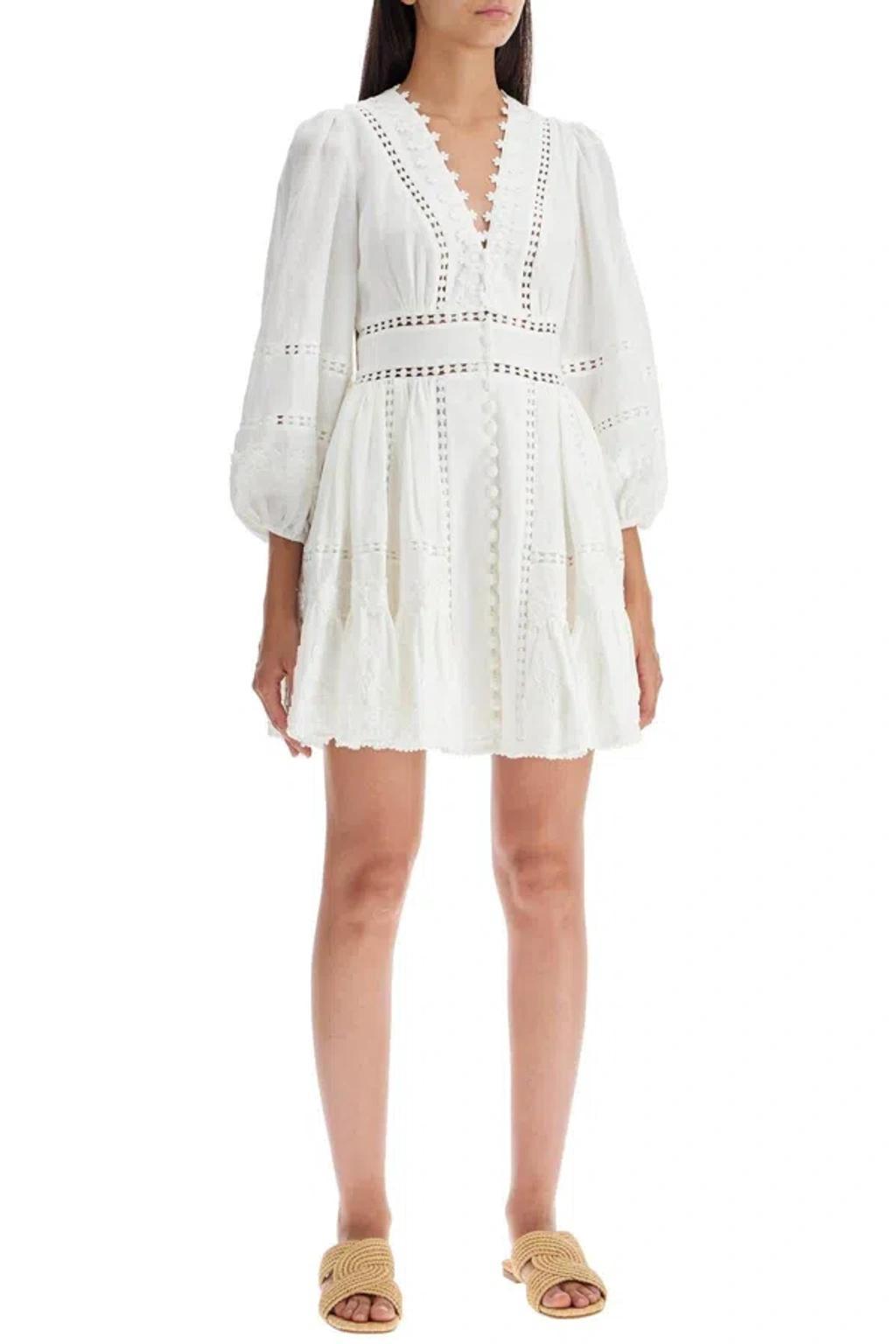 Pop Trimmed Mini Dress In White Product Image