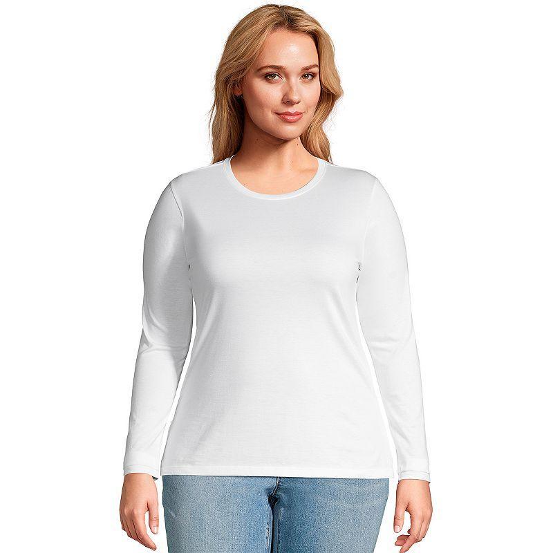 Plus Size Lands End Relaxed Supima Cotton Crewneck Tee, Womens Purple Cloud Product Image