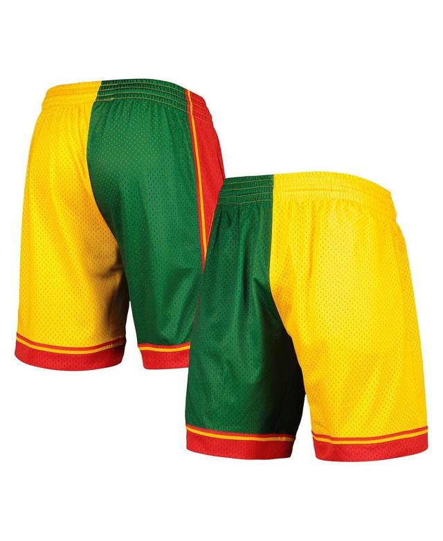 Mens Mitchell & Ness Green Seattle SuperSonics Hardwood Classics 1995 Split Swingman Shorts - Green Product Image