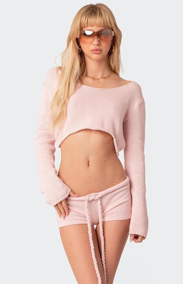 Edikted Womens Staycation Cropped Knit Top Product Image