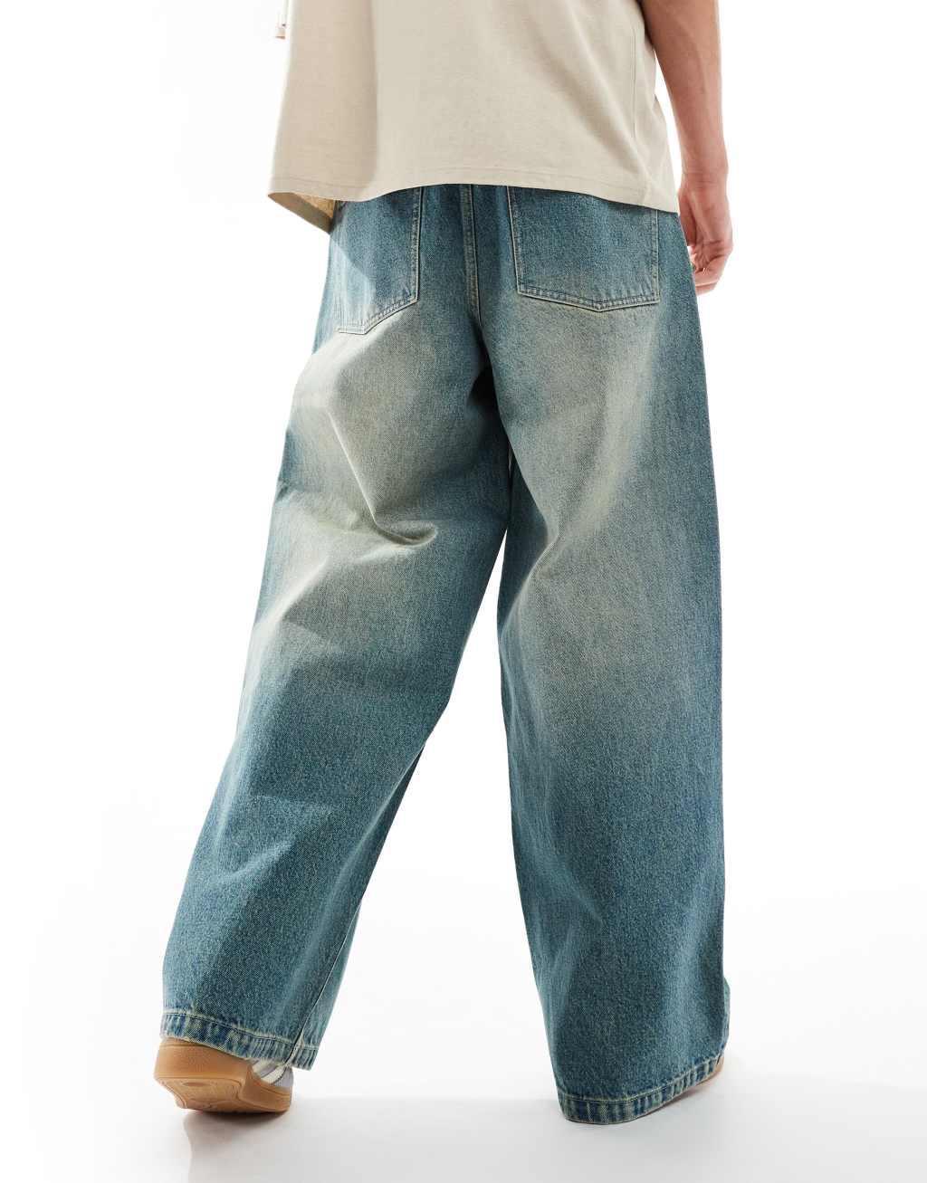 ASOS DESIGN super baggy jeans in washed blue Product Image