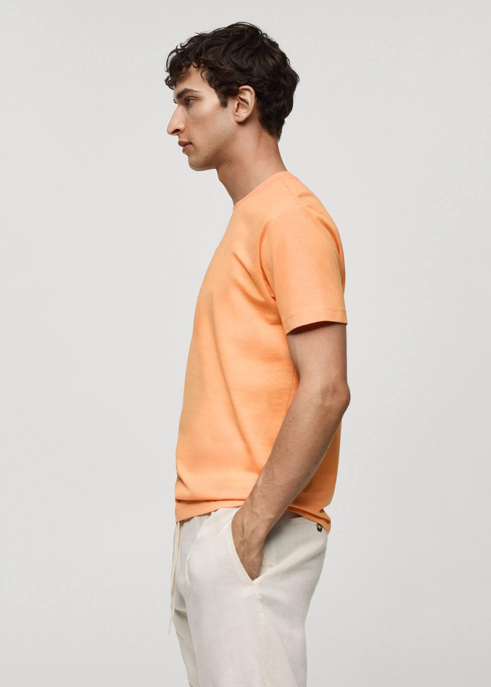 MANGO MAN - Basic cotton stretch T-shirt orangeMen Product Image