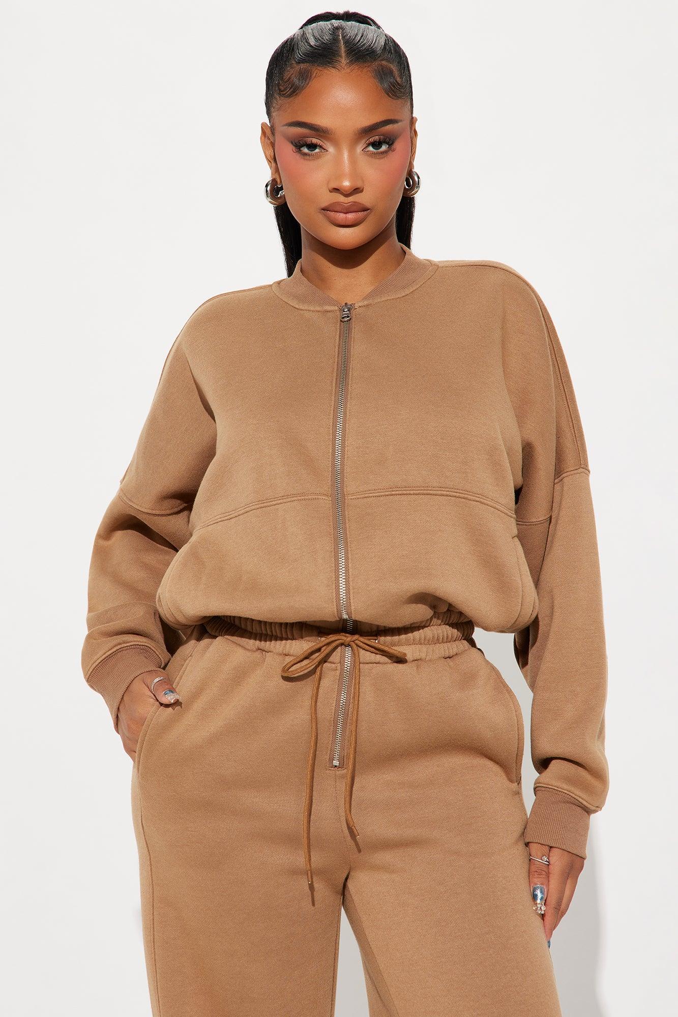 Been Going On Jogger Jumpsuit  - Taupe Product Image