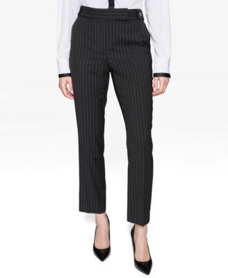 Karl Lagerfeld Paris Womens Pinstriped Slim-Leg Pants - Blk product image