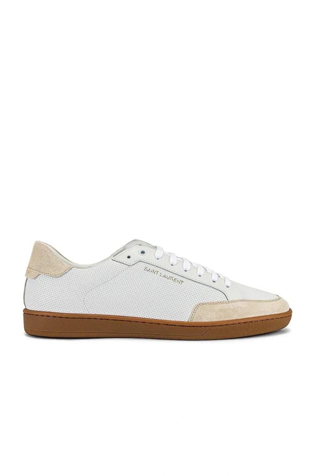 SAINT LAURENT White Perforated Low-top Sneakers Product Image