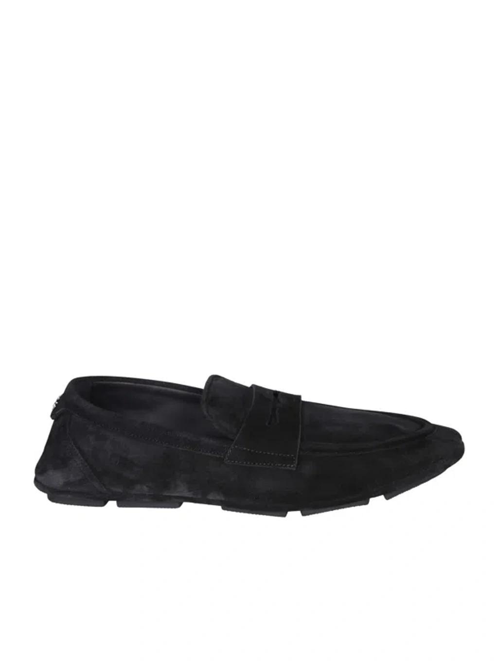 Suede Blue Loafer In Black Product Image