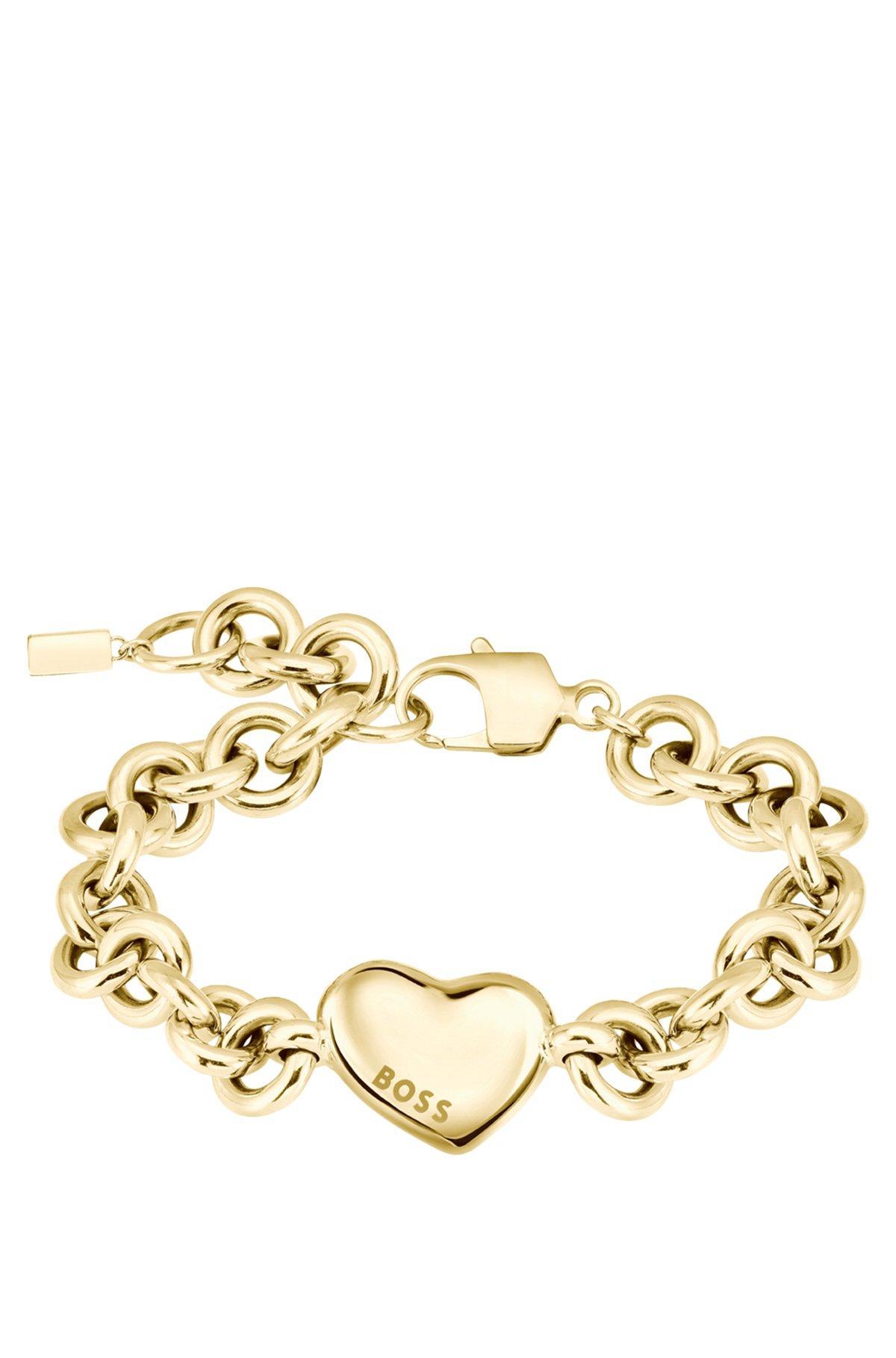 Gold-tone chain bracelet with heart charm Product Image