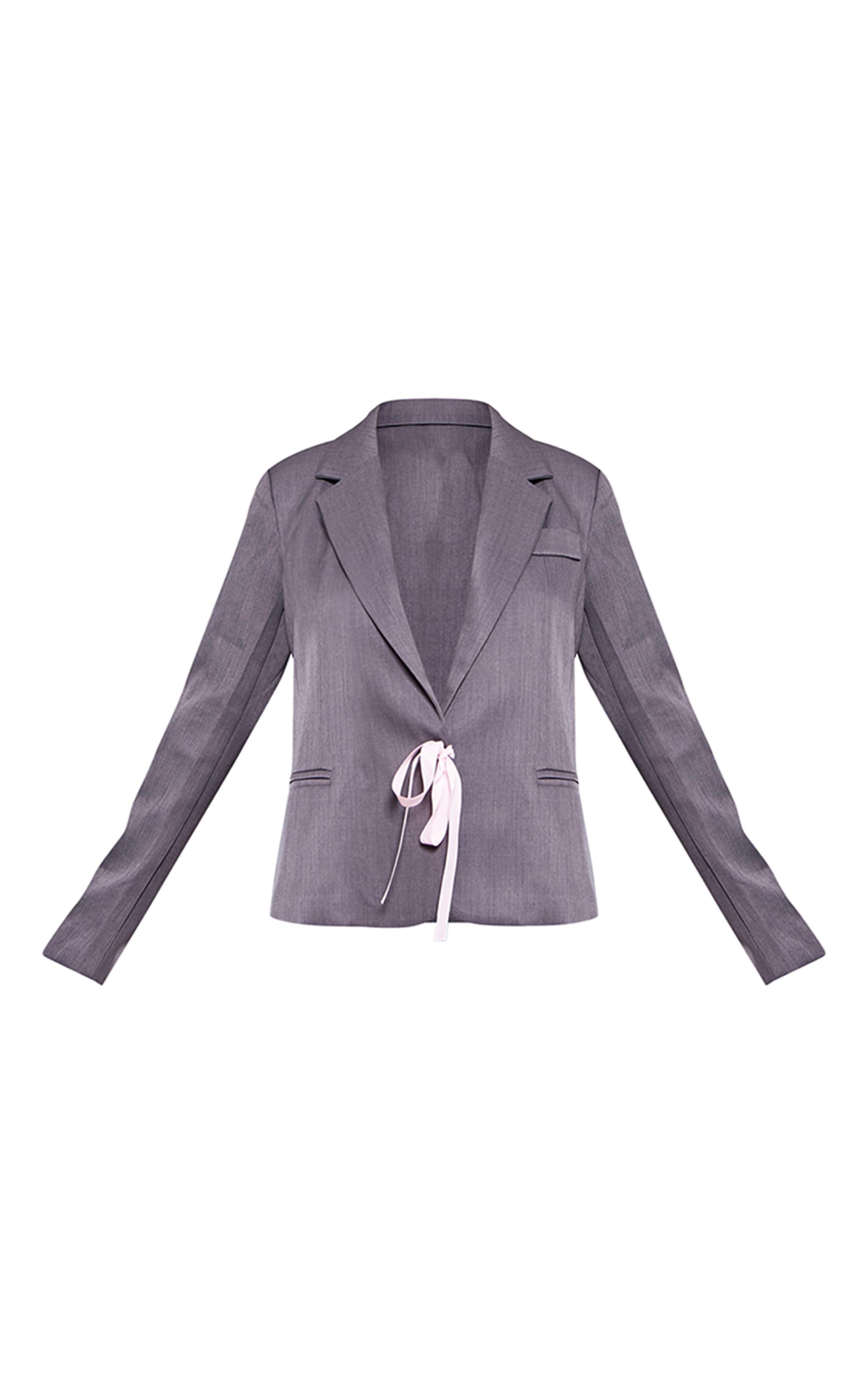 Grey Ribbon Detail Blazer Product Image