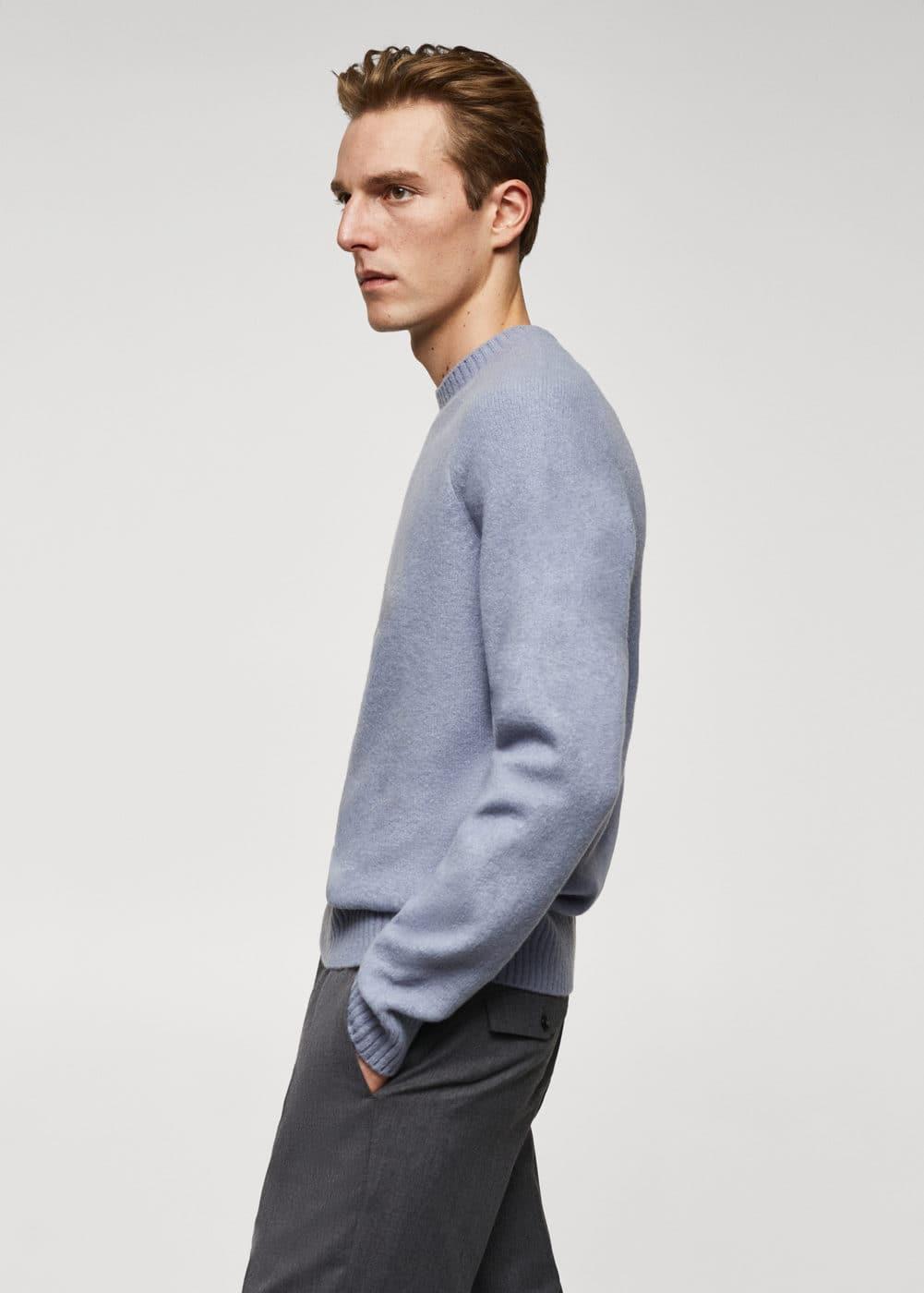 MANGO MAN - Knitted sweater with ribbed details sky blueMen Product Image