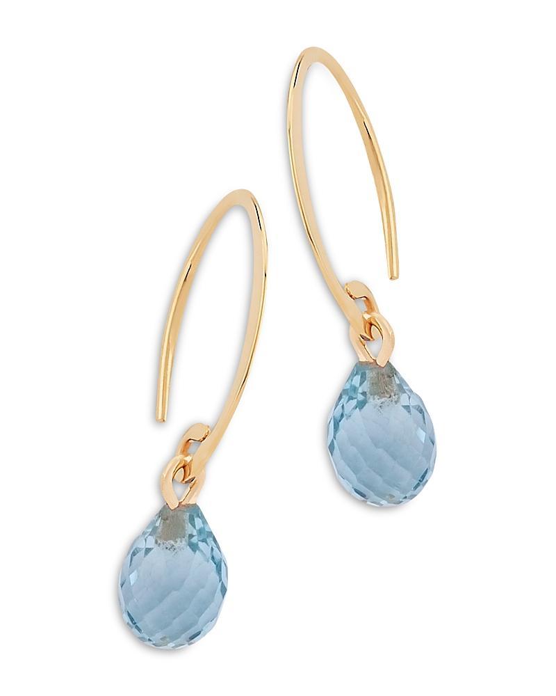 Saks Fifth Avenue Made in Italy Saks Fifth Avenue Women's 14K Yellow Gold & Blue Topaz Mini Sweep Drop Earrings - Blue Topaz  - female - Size: one-size Product Image