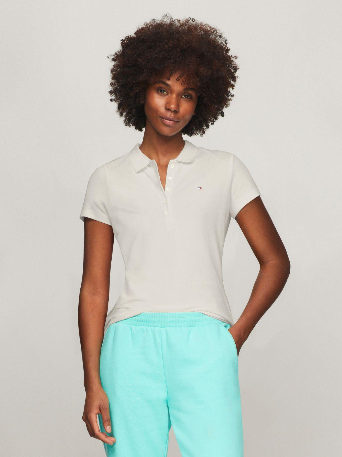 Tommy Hilfiger Women's Solid Stretch Cotton Polo Product Image