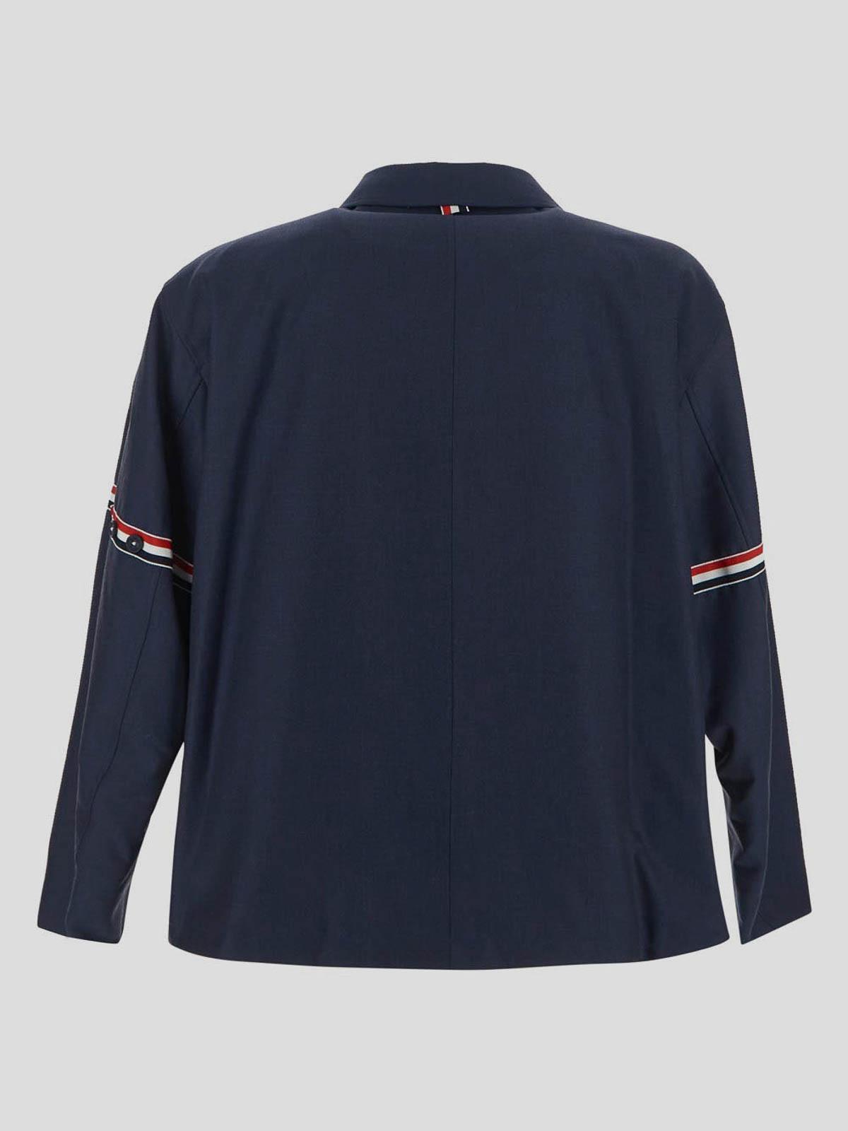 THOM BROWNE Zipped Jacket In Azul Product Image