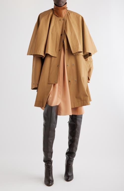 Layered Cape Collar Sleeves Mid-length Coat In Brown Product Image