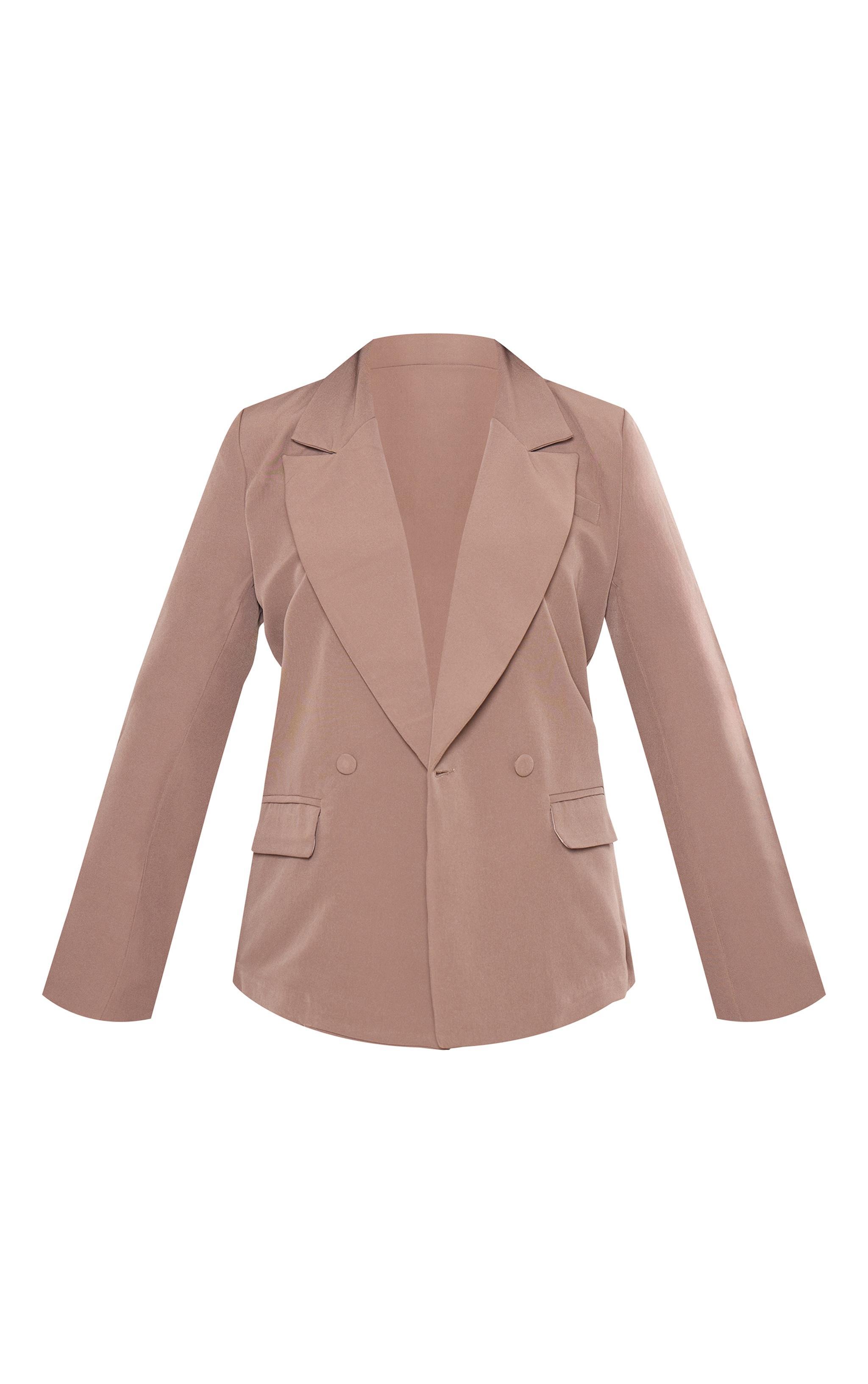 Mushroom Double Breasted Oversized Boxy Fit Blazer Product Image