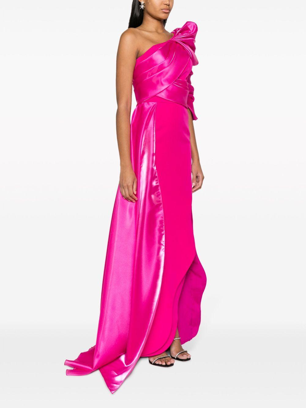 asymmetric draped one-shoulder gown Product Image