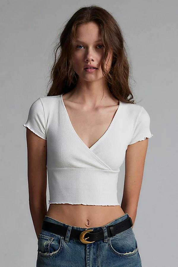 BDG Madi Ribbed Surplice Short Sleeve Tee Womens at Urban Outfitters Product Image