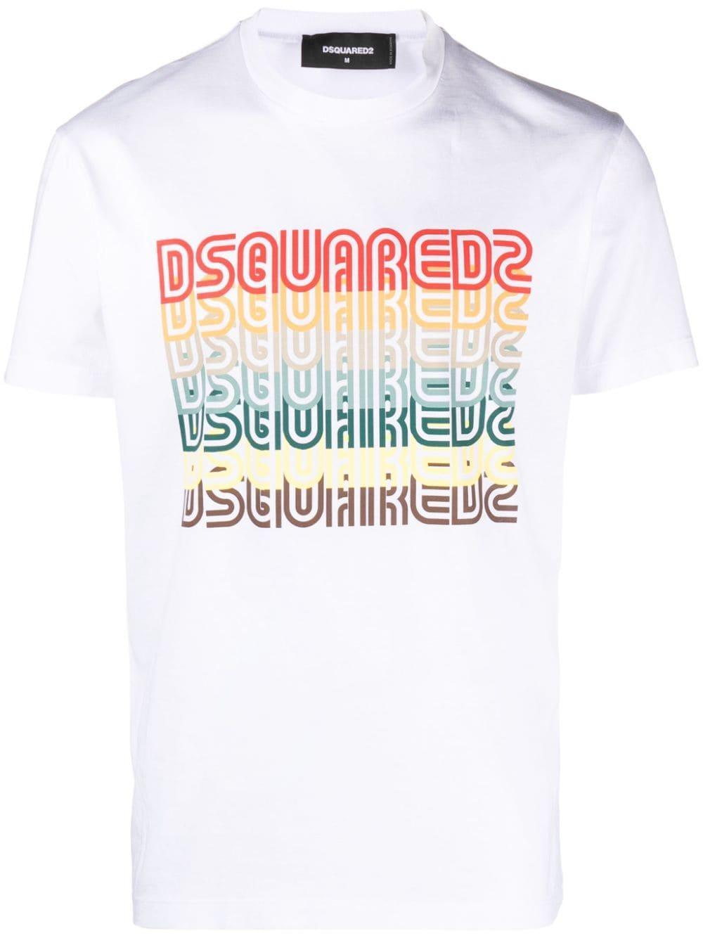 DSQUARED2 Logo-print Cotton T-shirt In White Product Image