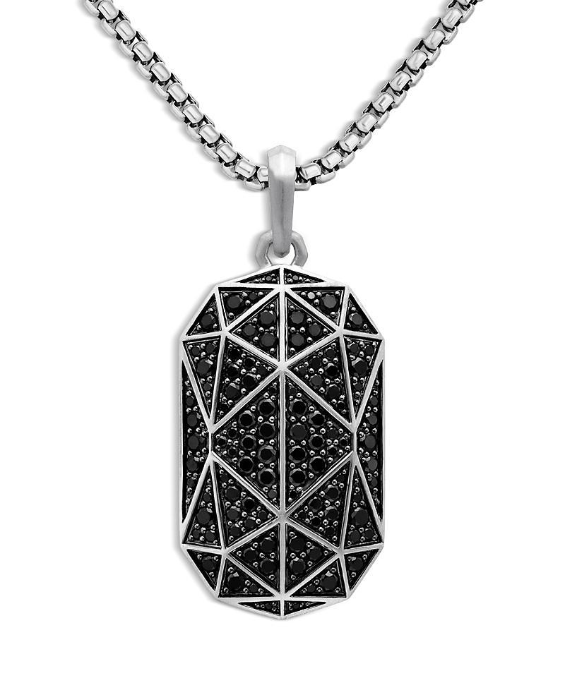 David Yurman Mens Torqued Faceted Amulet in Sterling Silver with Black Diamonds, 37mm Product Image