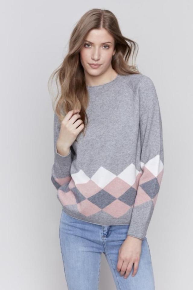 Jacquard Knit Argyle Sweater Product Image