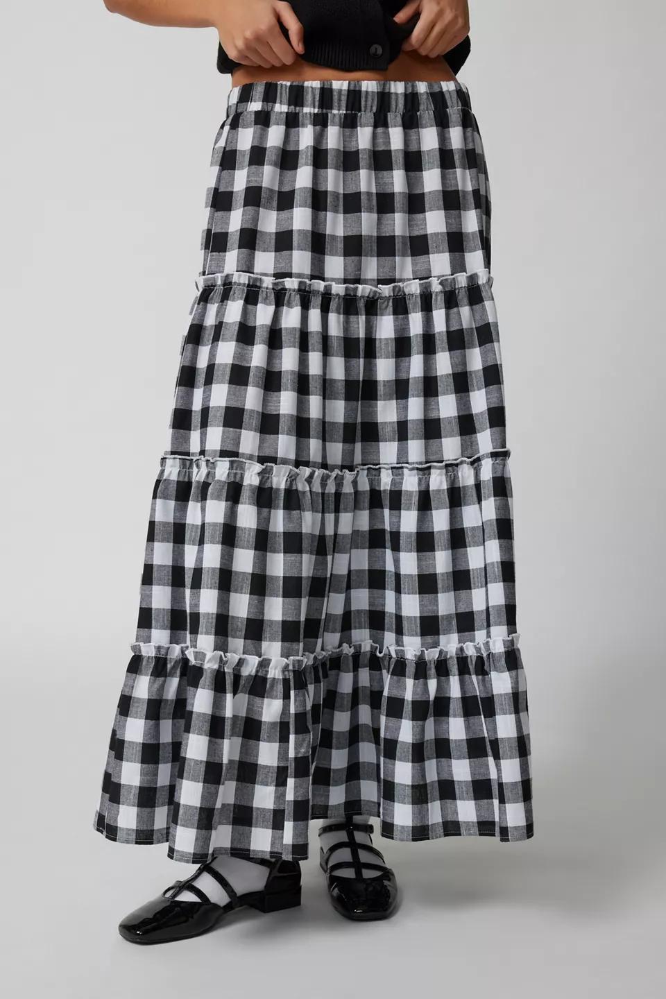 Urban Renewal Remnants Gingham Tiered Maxi Skirt Product Image