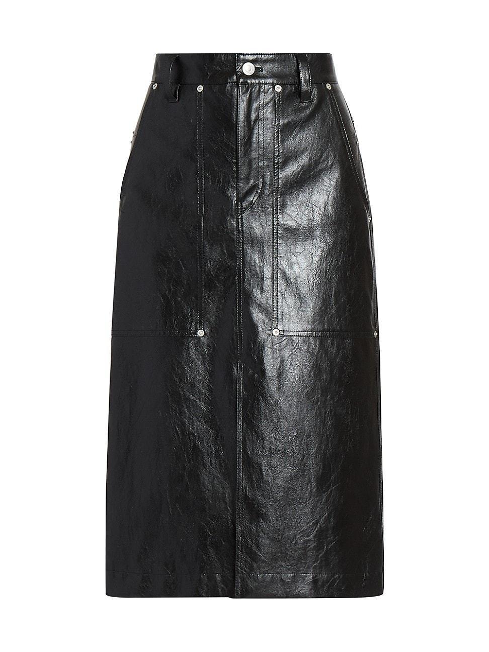 Womens Angele Faux-Leather Midi-Skirt product image