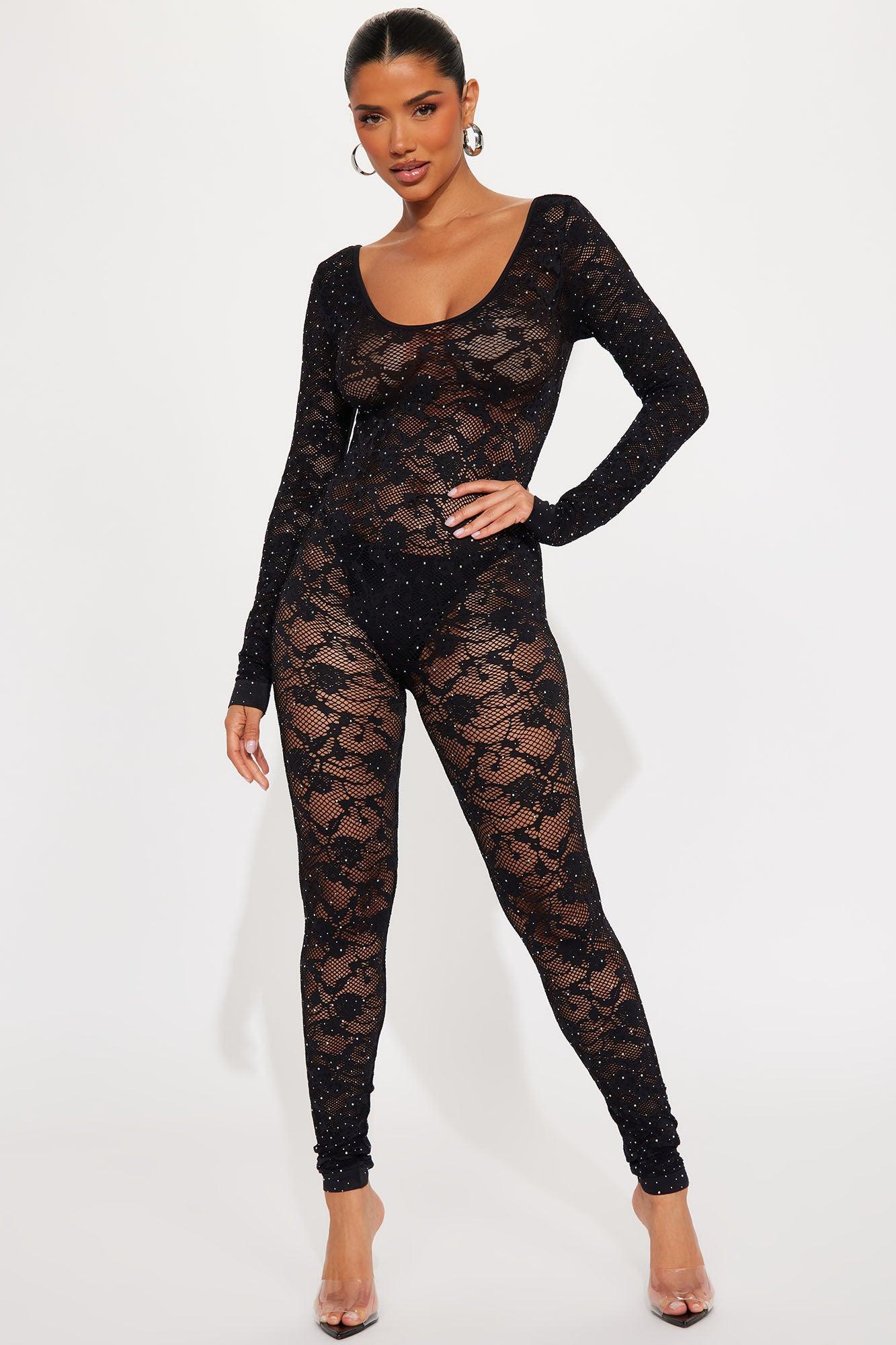 With Amor Embellished Seamless Jumpsuit - Black Product Image