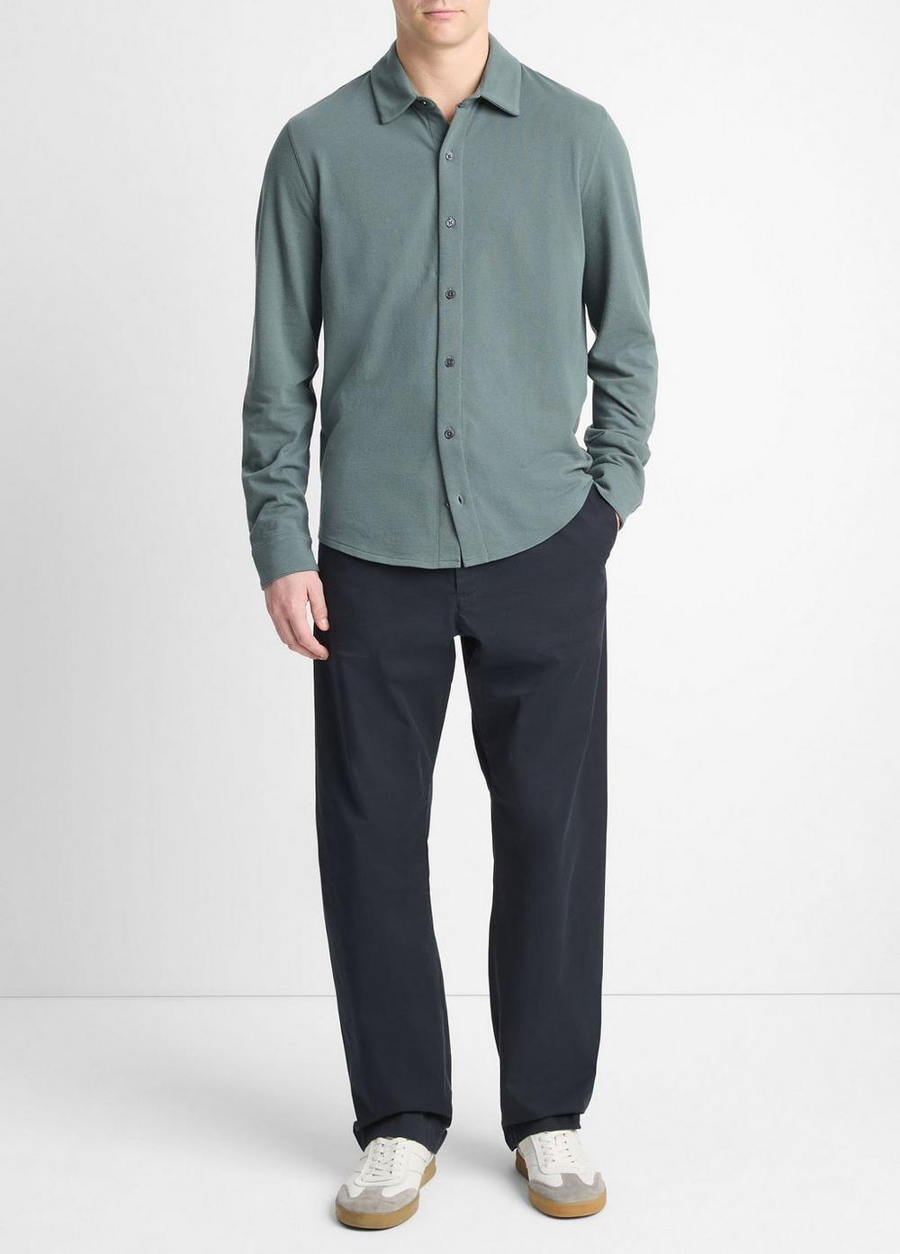 Cotton Piqué Button-Front Shirt Product Image