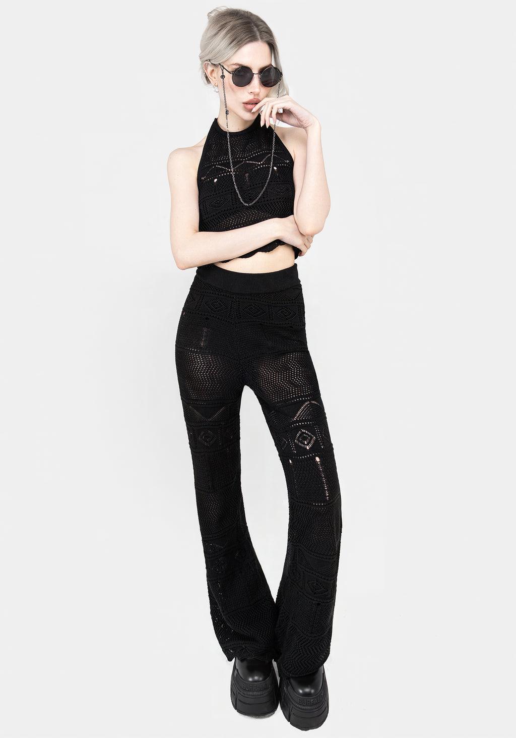 Hooked Pointelle Flare Trousers Product Image