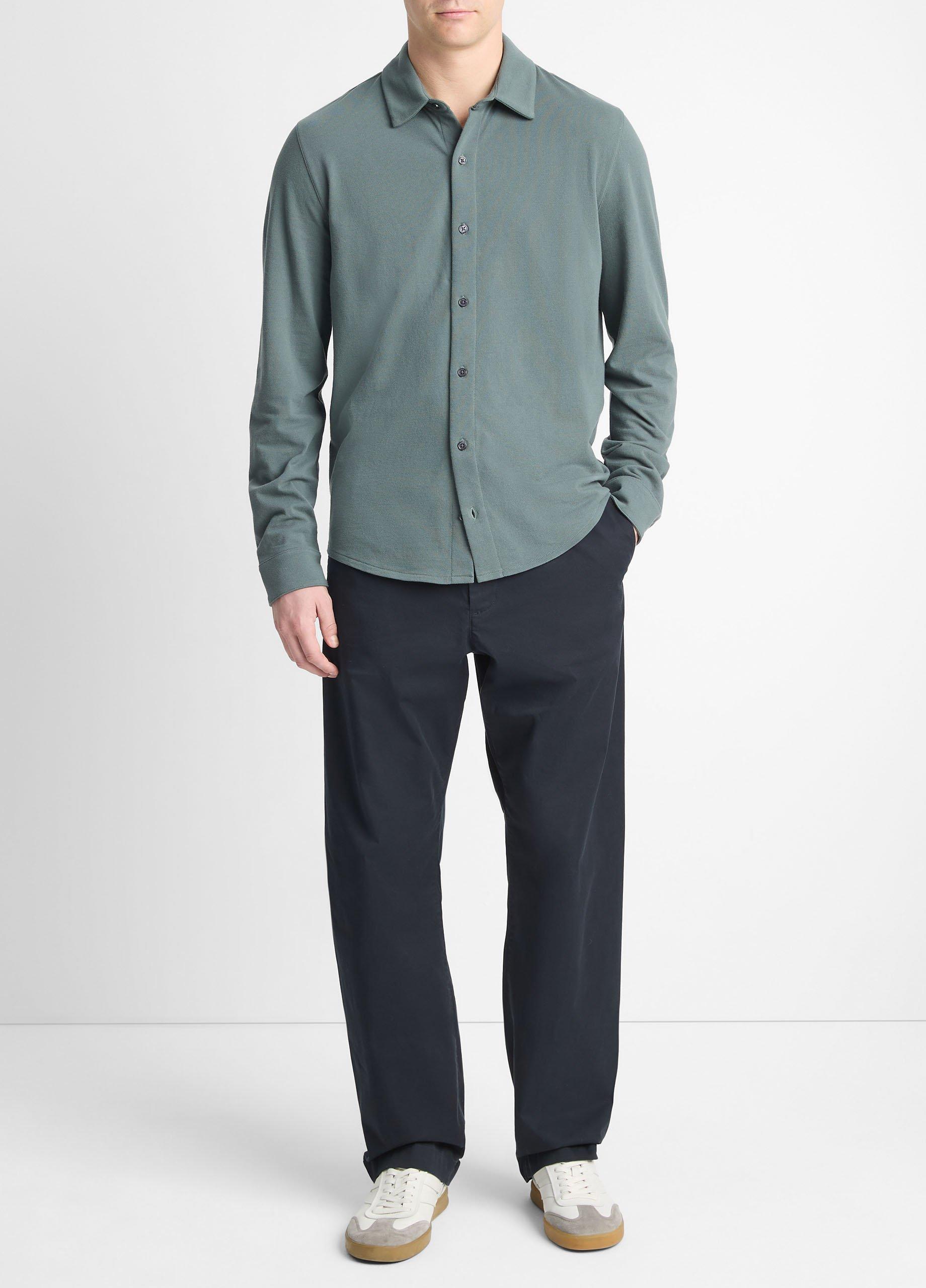 Cotton Piqué Button-Front Shirt Product Image