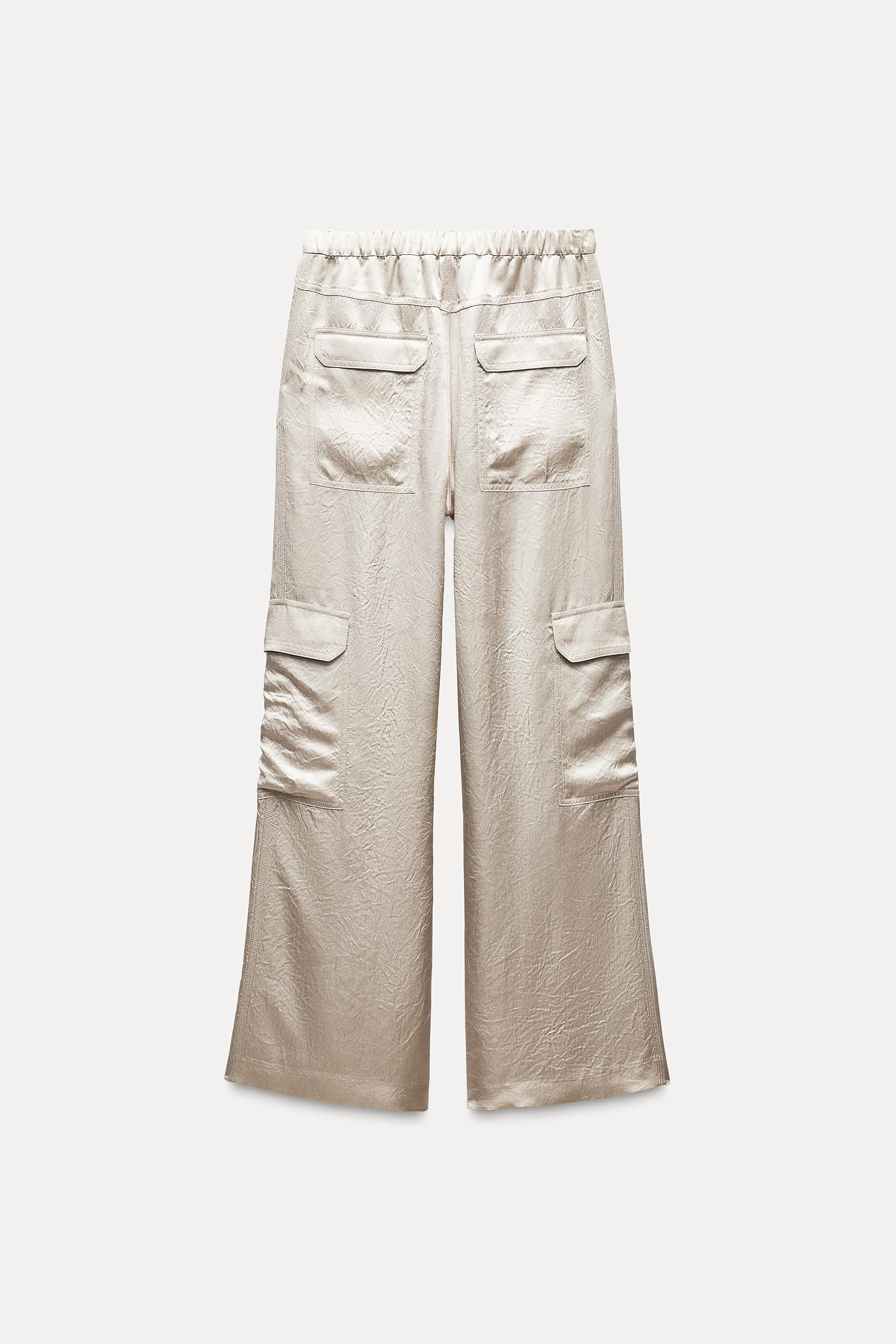 SATIN EFFECT CARGO PANTS ZW COLLECTION Product Image