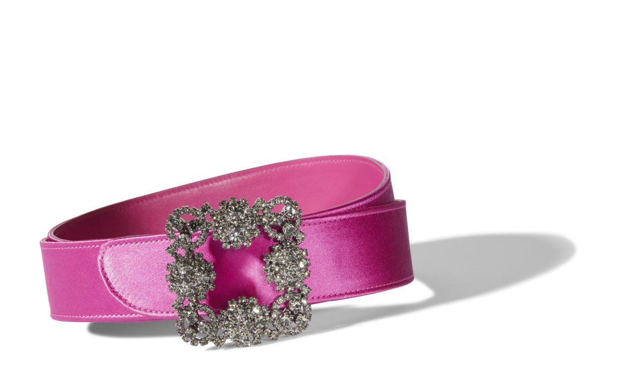 HANGISI BELT Fuchsia Satin Crystal Buckled Belt Product Image