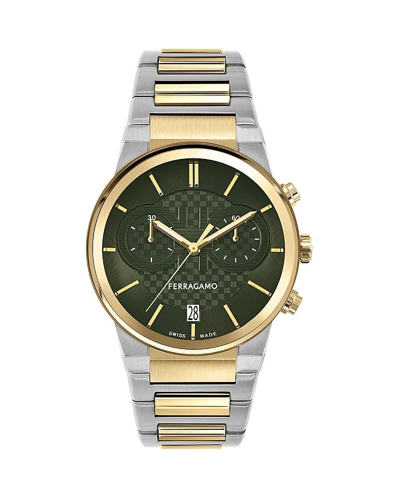 Salvatore Ferragamo Mens Swiss Chronograph Two-Tone Stainless Steel Bracelet Watch 41mm Product Image