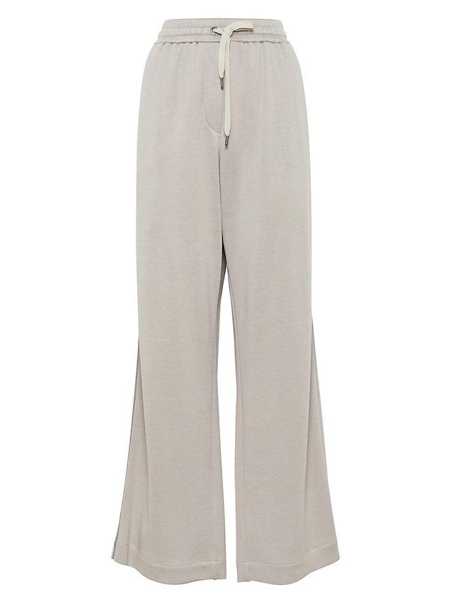 Womens Comfort Cotton and Silk Interlock Wide Trousers Product Image