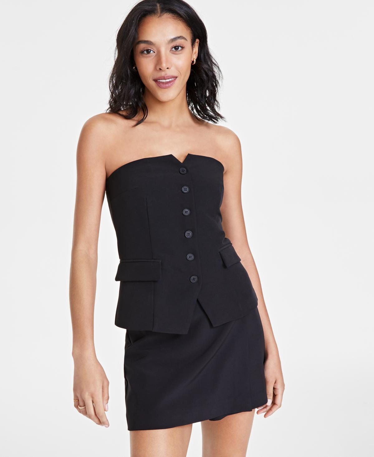 Bar Iii Womens Strapless Button-Front Top, Created for Macys Product Image