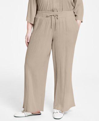 Plus Size Gauze Drawstring Pants, Created for Macy's Product Image