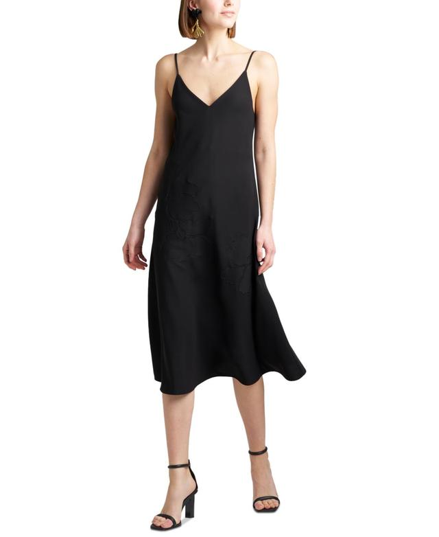 Natori Womens V-Neck Sleeveless Scuba Crepe Midi Dress Product Image